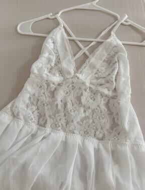 White Frederick's of Hollywood Lace Lingerie Maxi Dress XL